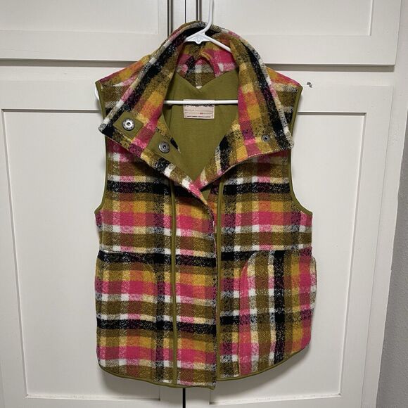 Free People Wrapped Up Blanket Vest Gillet Coat Sz XS XSmall Pink Green New - Picture 4 of 7